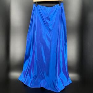 Vtg Jessica McClintock Gunne Sax Iridescent Taffeta Maxi Skirt 11 Blue Metallic